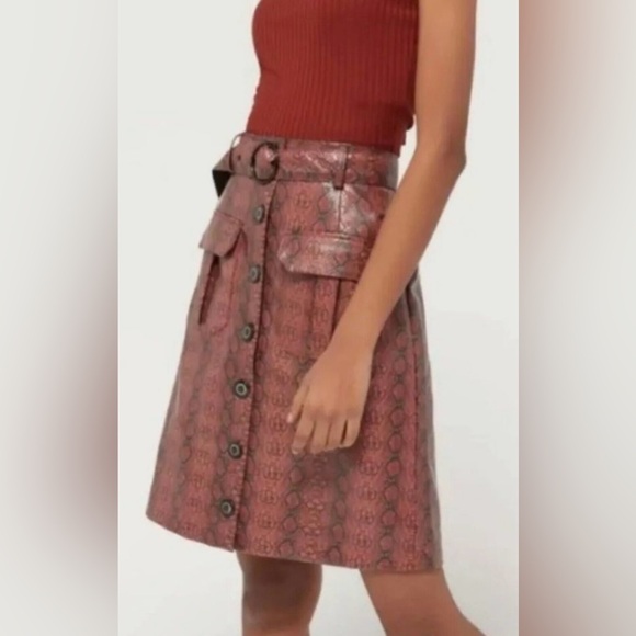 Urban Outfitters Finley Faux Snakeskin Button Front Skirt Size Small - Picture 9 of 9